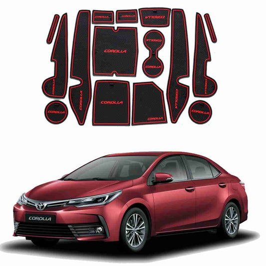 Non Slip PVC Mats in Red Color for Toyota Corolla 2017 to 2020