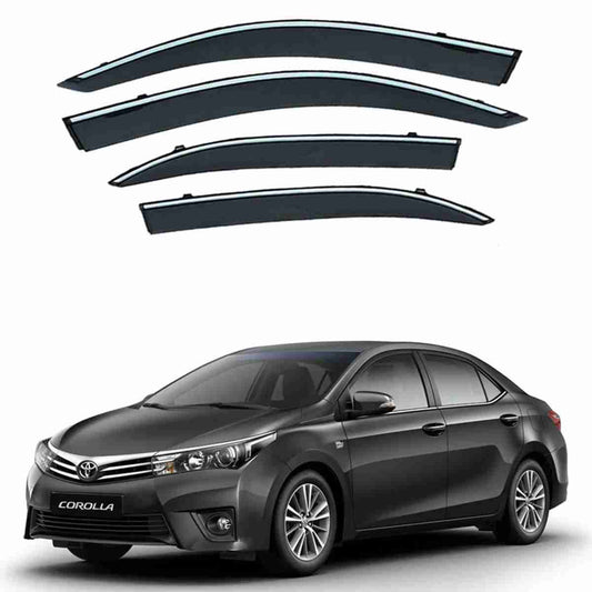 Toyota Corolla 2014 to 2017 – Black Tinted Chrome Trim Air Press – Door Window Visor – Vent Shade – Sun Guard