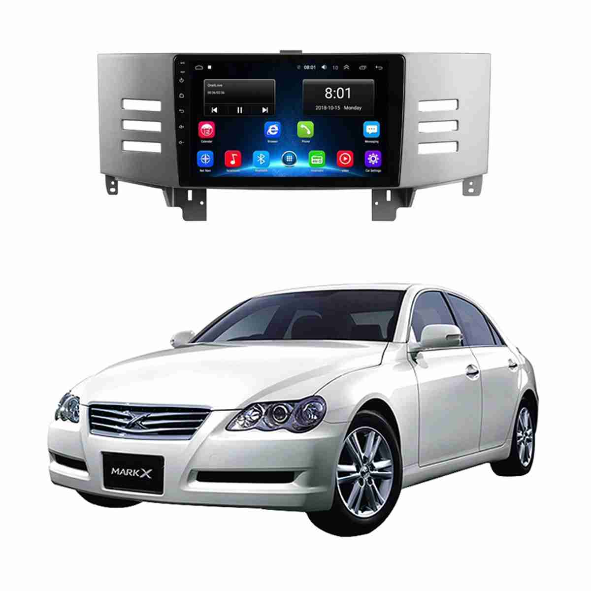 Toyota Mark X 2007 to 2012 Android Panel HD Player IPS Display Multimedia System