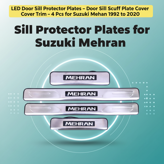 LED Door Sill Protector Plates – Door Sill Scuff Plate Cover Trim – 4 Pcs for Suzuki Mehran 1992 to 2020