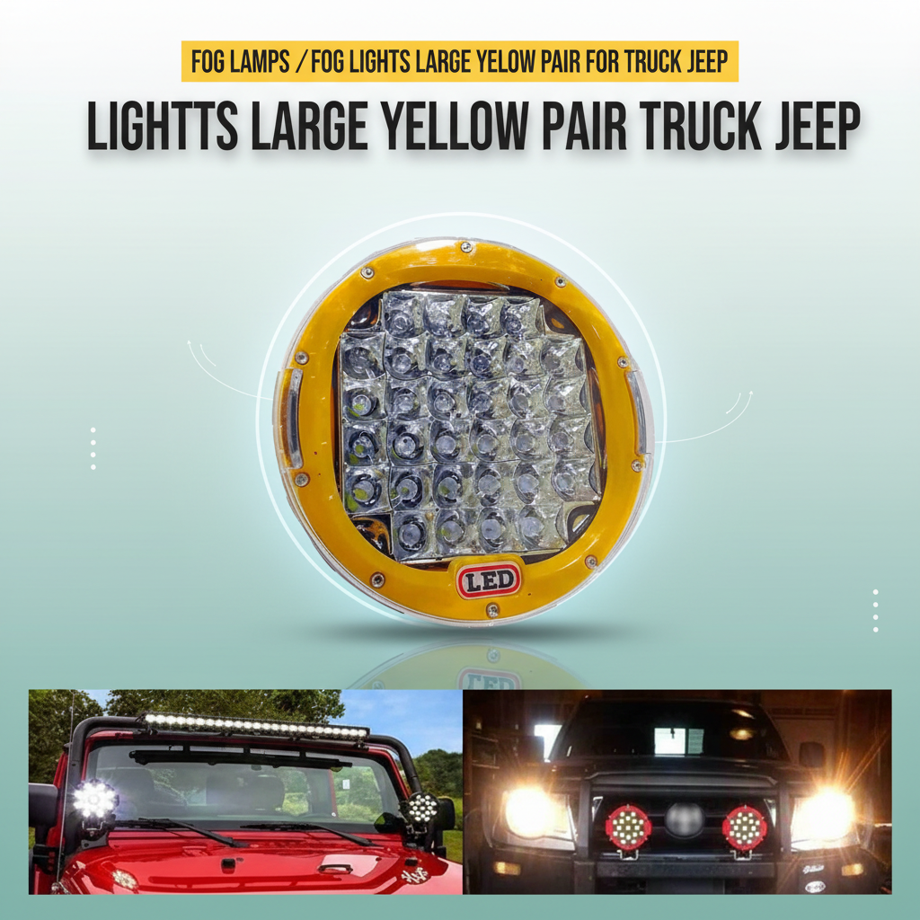 Fog Lamps /Fog Lights Large Yellow Pair For Truck Jeep