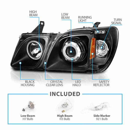 Projector Headlights Black For Lexus LX470 1998 to 2007