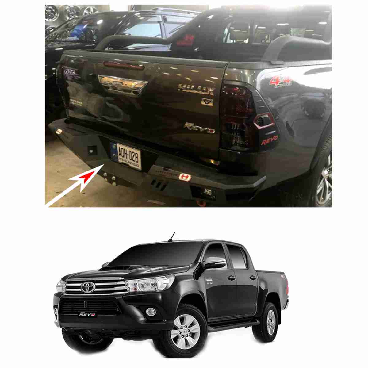 Toyota Hilux Revo 2016 to 2020 – Hamer 4×4 Rear Bumper – Bumper Guard Steel Matte Black Version 2
