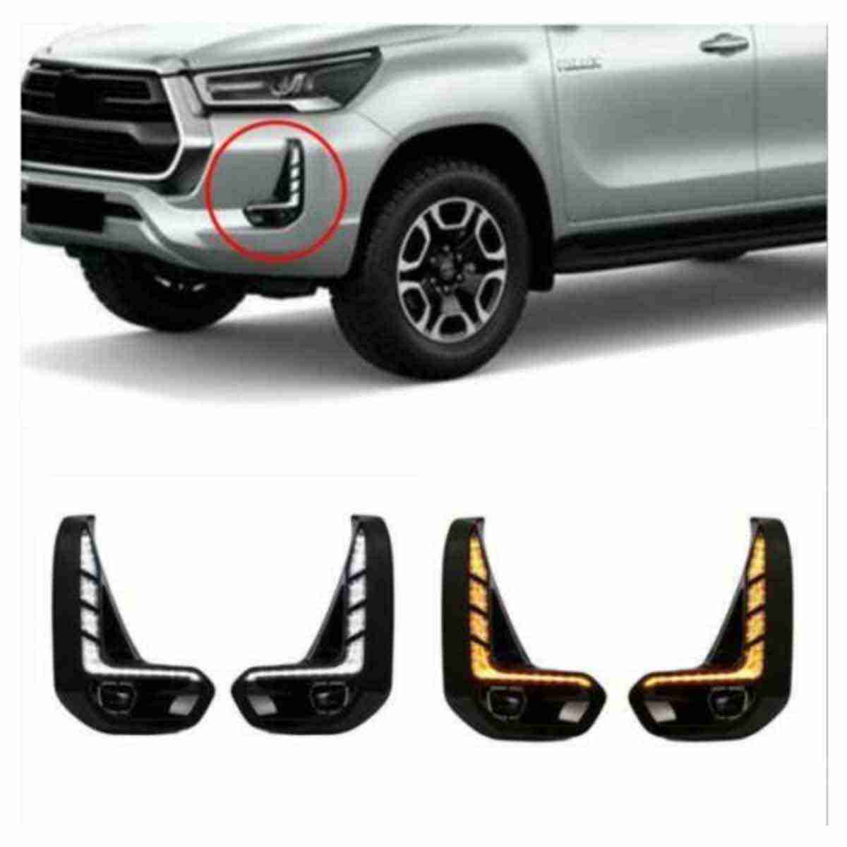 Fog Lamps DRL Covers For Toyota Hilux Revo 2021