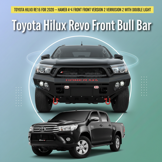 Toyota Hilux Revo 2016 for 2020 – Hamer 4×4 Front Bull Bar Version 2 with Double Light