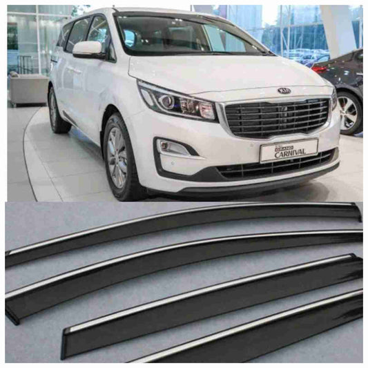 Kia Grand Carnival – Black Tinted Chrome Trim Air Press – Door Window Visor – Vent Shade – Sun Guard TXR