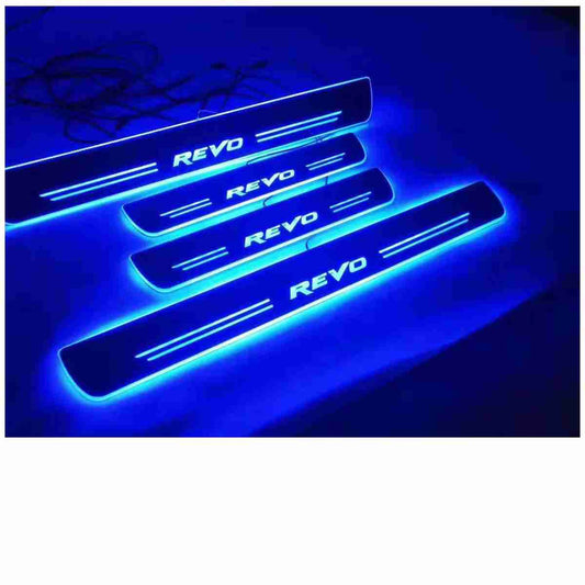 LED Door Sill Protector Plates – Door Sill Scuff Plate Cover Trim 4 Pcs for Toyota Hilux Revo 2021