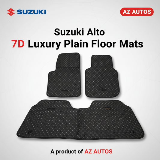 7D Floor Mats Plain Black For Suzuki Alto 2019 to 2021