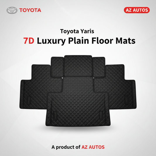 7D Floor Mats Plain Black For Toyota Yaris 2020