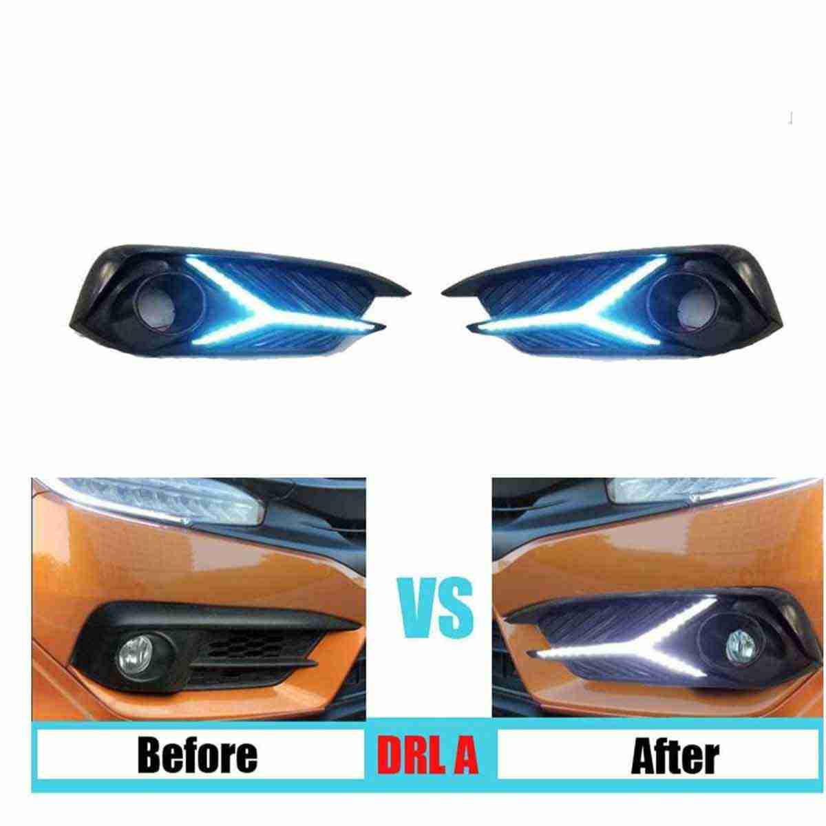 Fog Lights DRL Cover SIAN Sword Style For Honda Civic 2016-2021