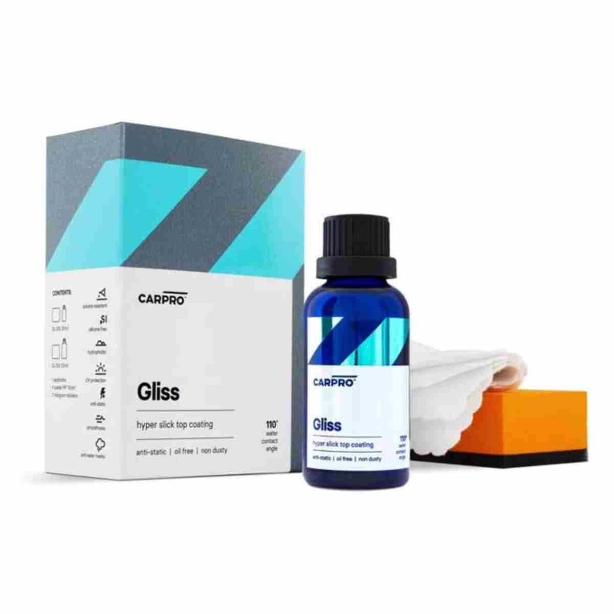 CarPro Gliss V2-50ml Kit – Ceramic Coating – Hyper Smooth Hydrophobic Nano Top-Coat