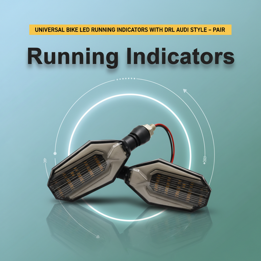 Universal Bike LED Running Indicators with DRL Audi Style – Pair