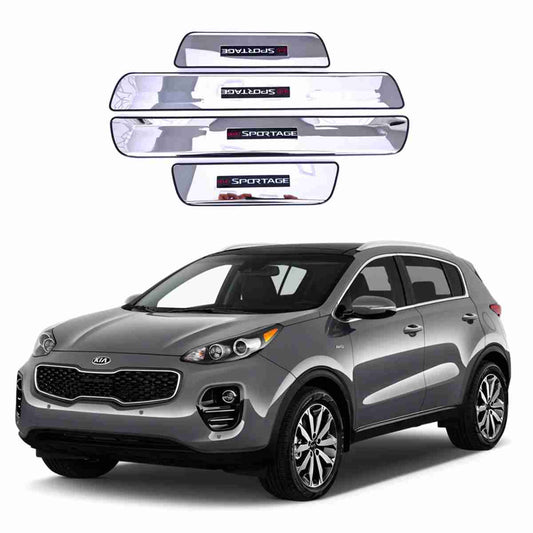 LED Door Sill Protector Plates – Door Sill Scuff Plate Cover Trim – 4 Pcs for KIA Sportage 2019 to 2020