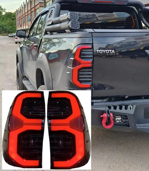 LED Tail Lamps Toyota Hilux Revo / Rocco Smoke Lens 2019-2024